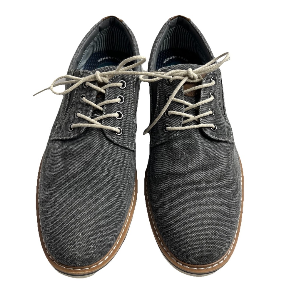 Nunn Bush Men's 9.5 Barklay Canvas Plain‎ Toe Oxford Lace Up Navy Multi Blue - Picture 2 of 12